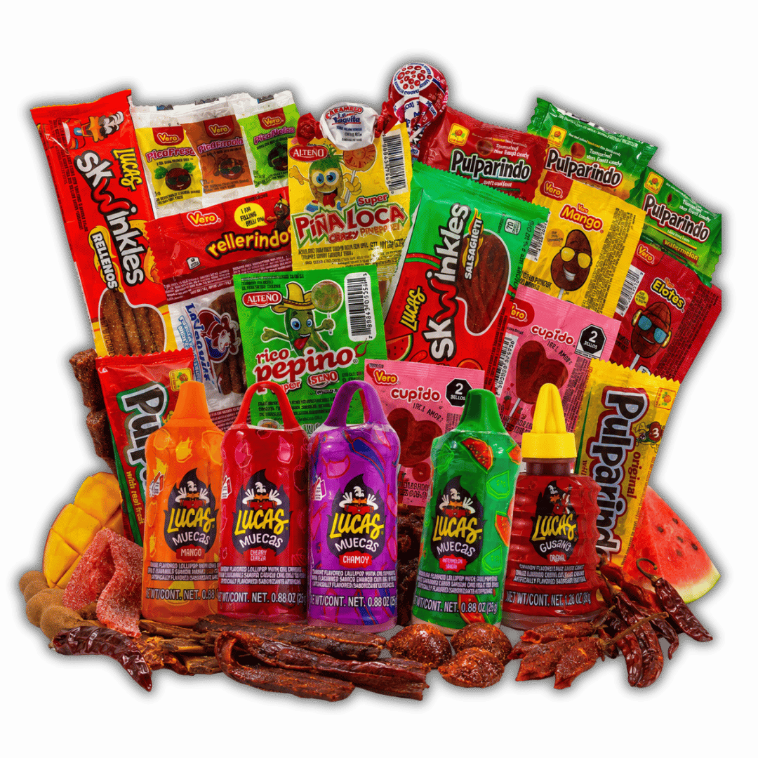 Surtido de dulces mexicanos, gomitas, tamarindos y botanas en Mireles